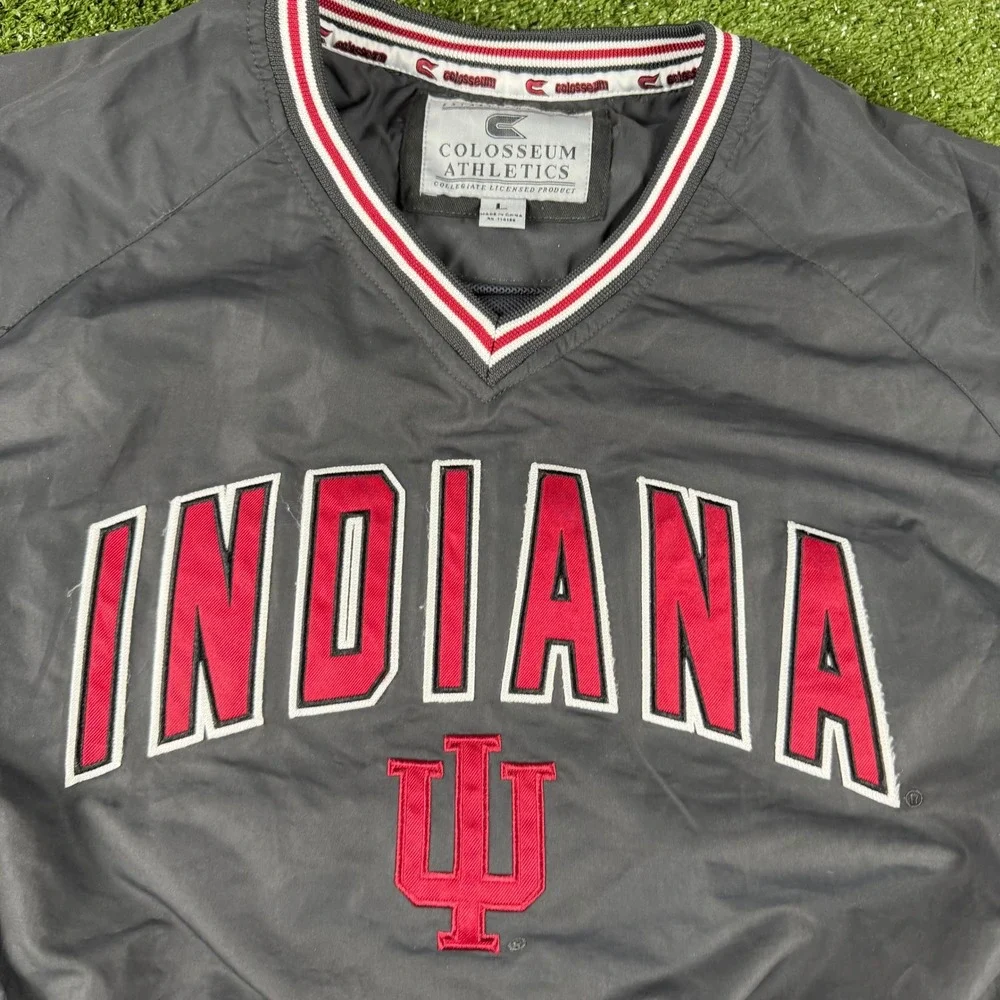 Colosseum Athletics Indiana Hoosiers Windbreaker Pullover Gray Red Mens Large